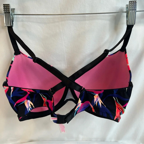 Victoria's Secret PINK Black Floral Wear Everywhere Bra. Size 34D. - Picture 5 of 13